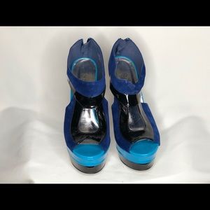 Blue and Black High Heels